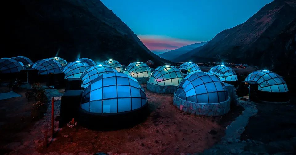 Sky Camp domes in the mountains along the Salkantay Trek in Peru