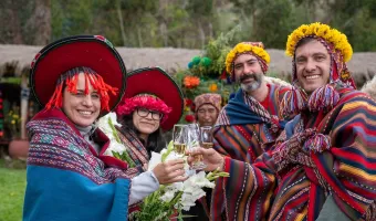 Bride and groom celebrating their wedding with Peru Grand Travel