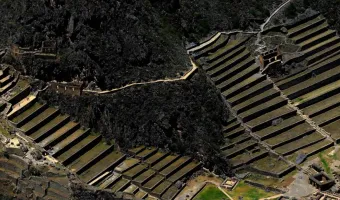Ollantaytambo ruins and agricultural terraces.